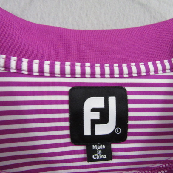 FootJoy Mens FJ Polo Shirt L Purple Striped Stretch‎ Golf Performance - Picture 4 of 8
